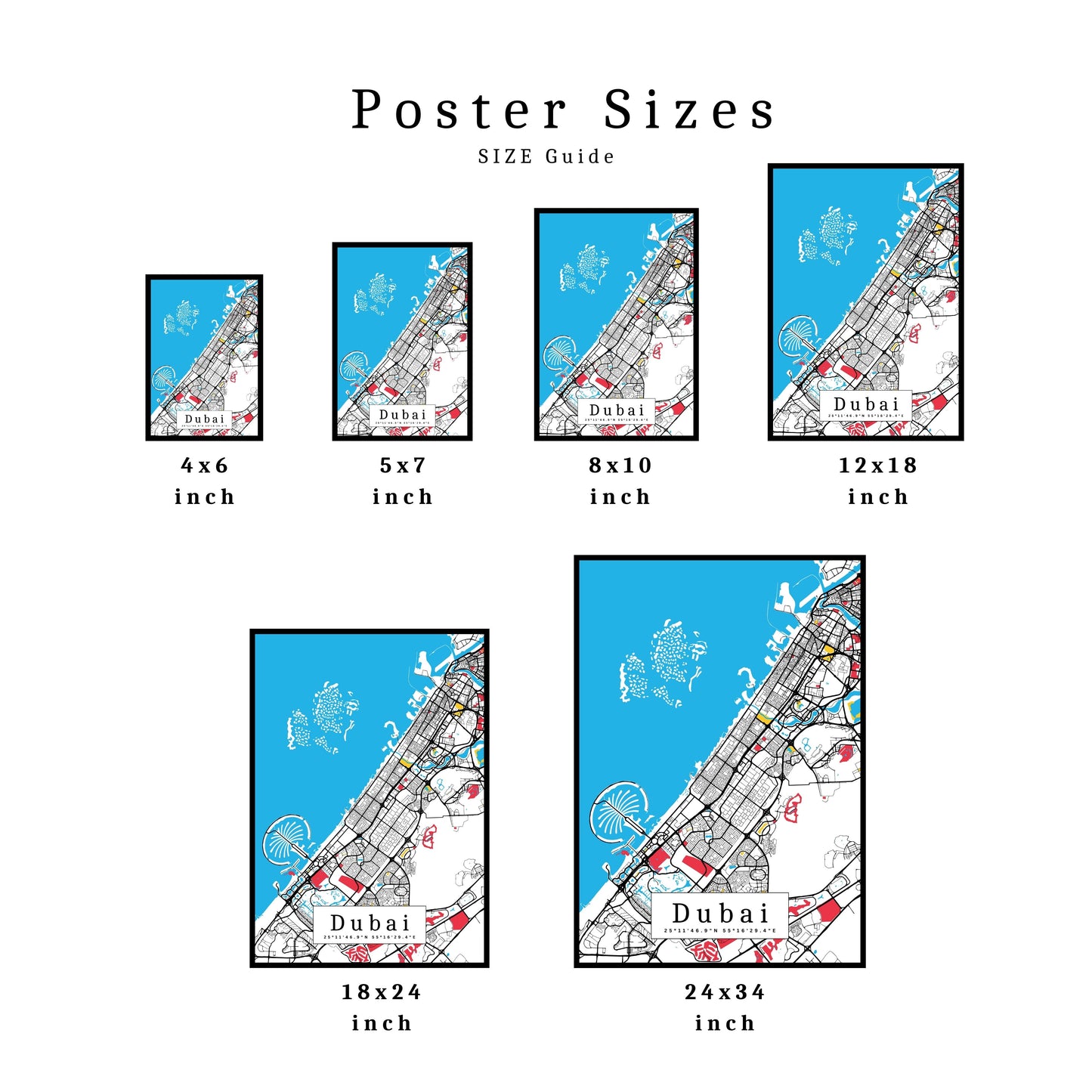 Dubai Map Prints: Personalized Décor & Unique Gifts - Digital Downloads l Choose Your City l Travel Posters Prints l Custom Wall Art l Best Gift