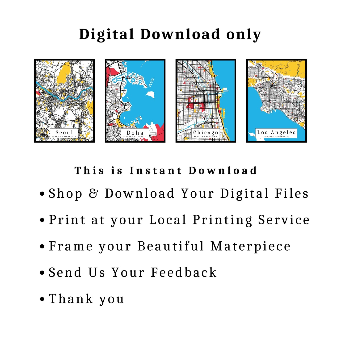 Doha Map Prints: Personalized Décor & Unique Gifts - Digital Downloads l Choose Your City l Travel Posters Prints l Custom Wall Art l Best Gift