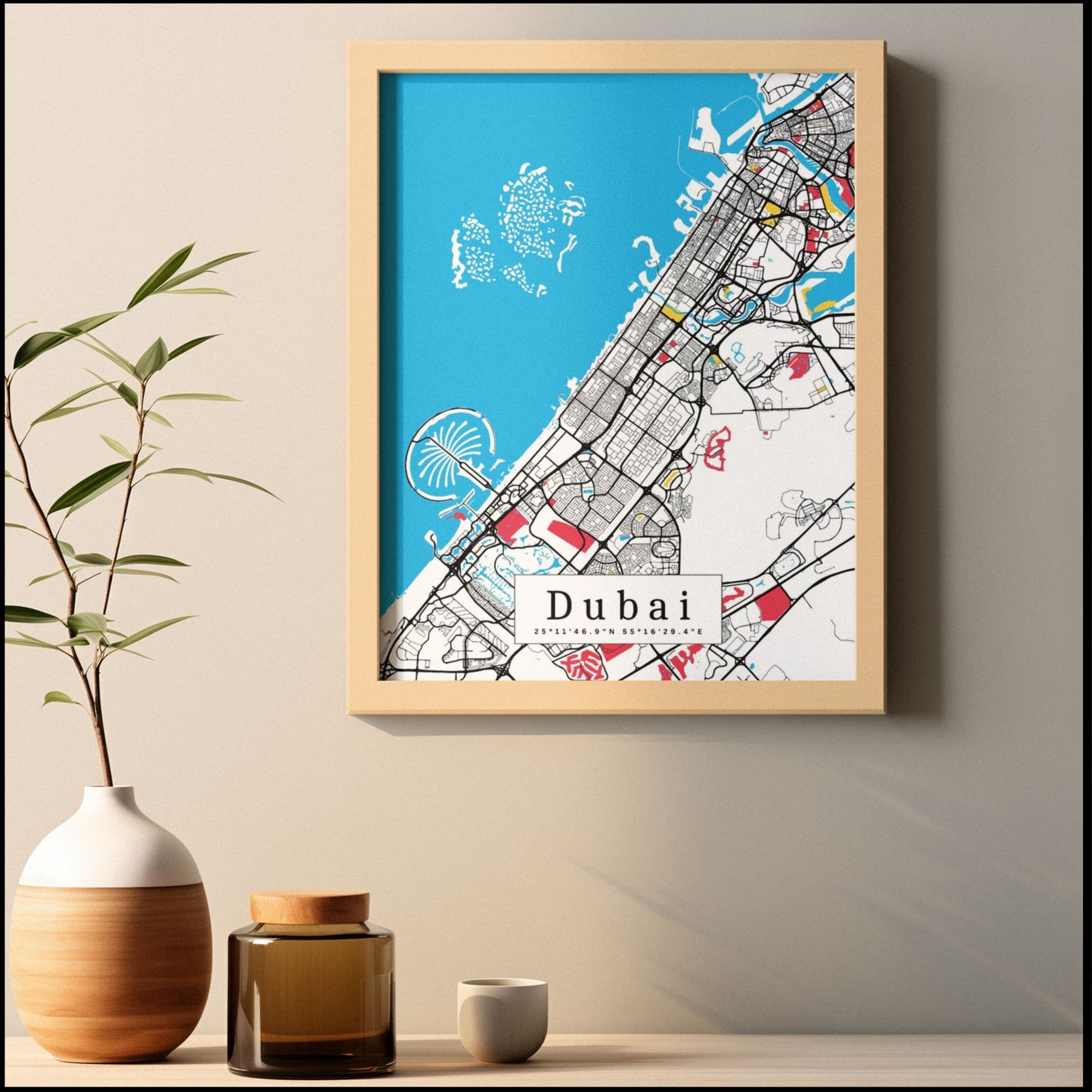 Dubai Map Prints: Personalized Décor & Unique Gifts - Digital Downloads l Choose Your City l Travel Posters Prints l Custom Wall Art l Best Gift