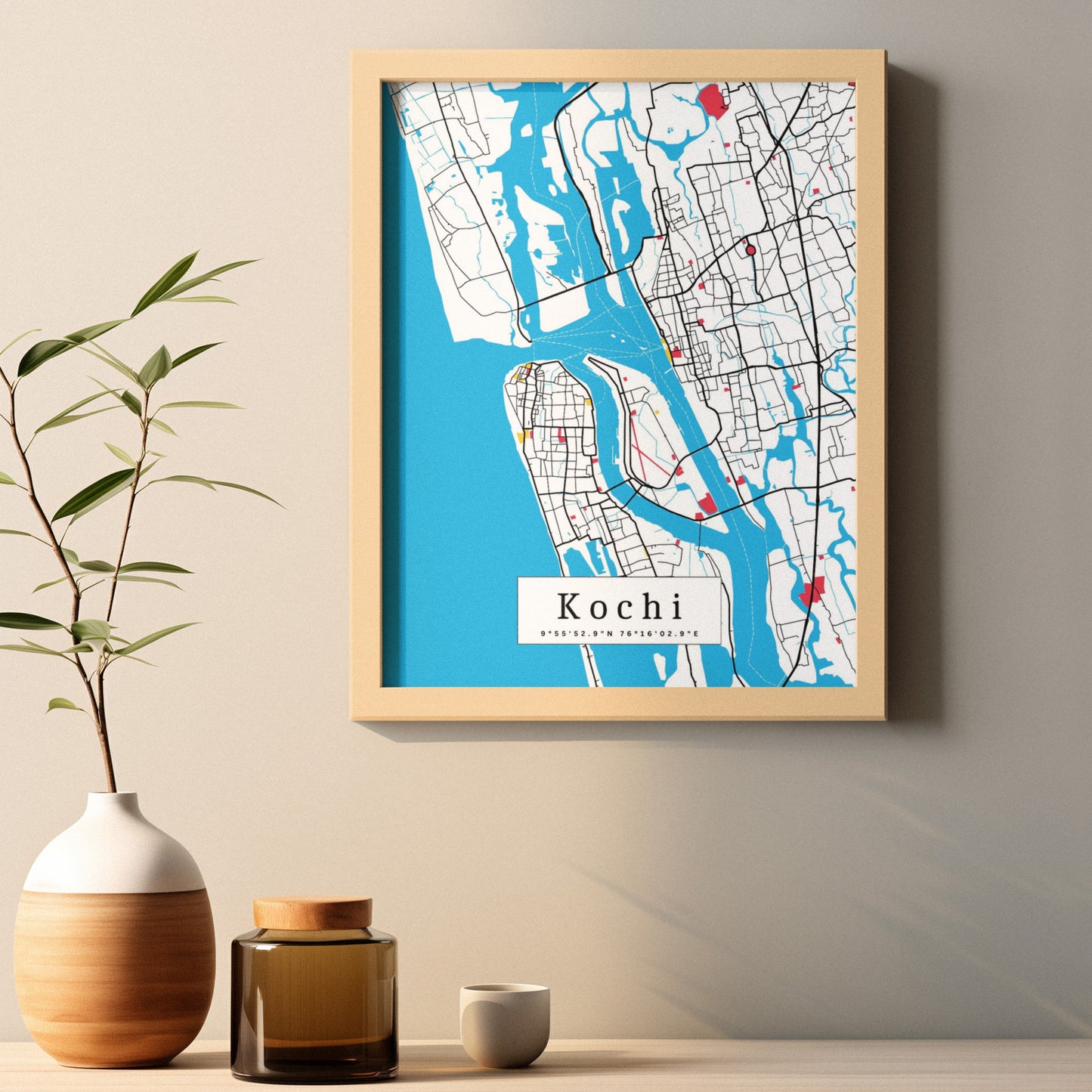 Kochi Map Prints: Personalized Décor & Unique Gifts - Digital Downloads l Choose Your City l Travel Posters Prints l Custom Wall Art l Best Gift