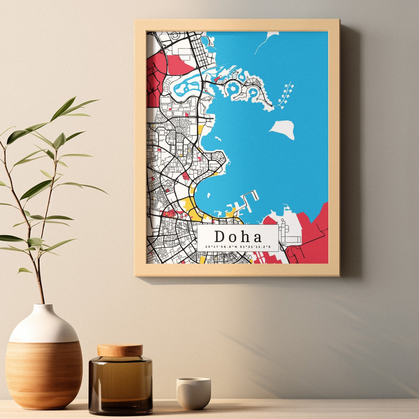 Doha Map Prints: Personalized Décor & Unique Gifts - Digital Downloads l Choose Your City l Travel Posters Prints l Custom Wall Art l Best Gift