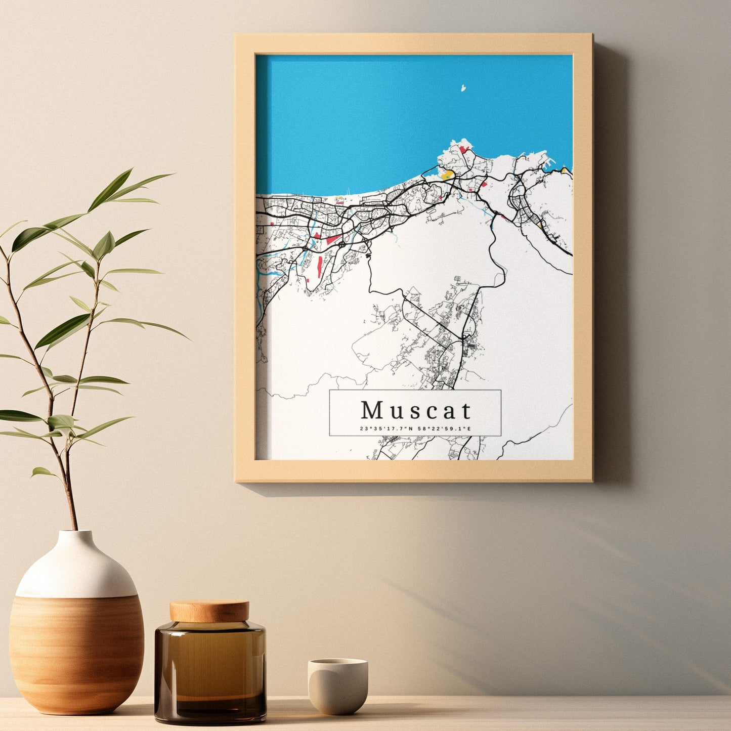 Muscat Map Prints: Personalized Décor & Unique Gifts - Digital Downloads l Choose Your City l Travel Posters Prints l Custom Wall Art l Best Gift